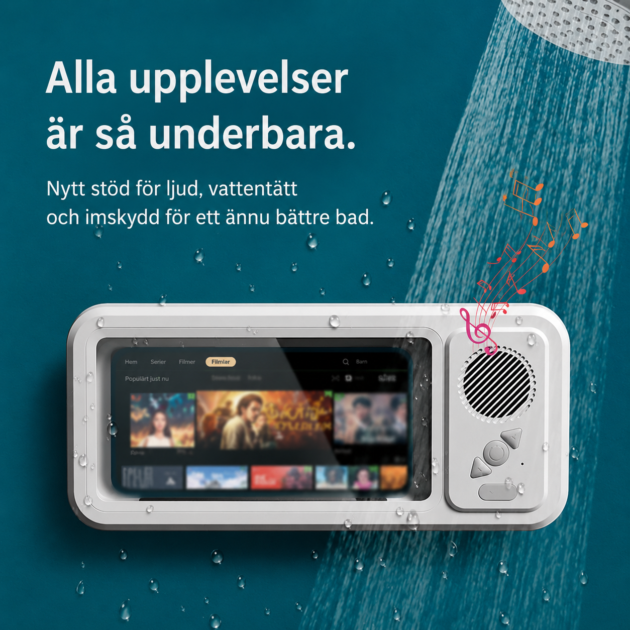 ShowerScreen | Dusjholder & Høyttaler