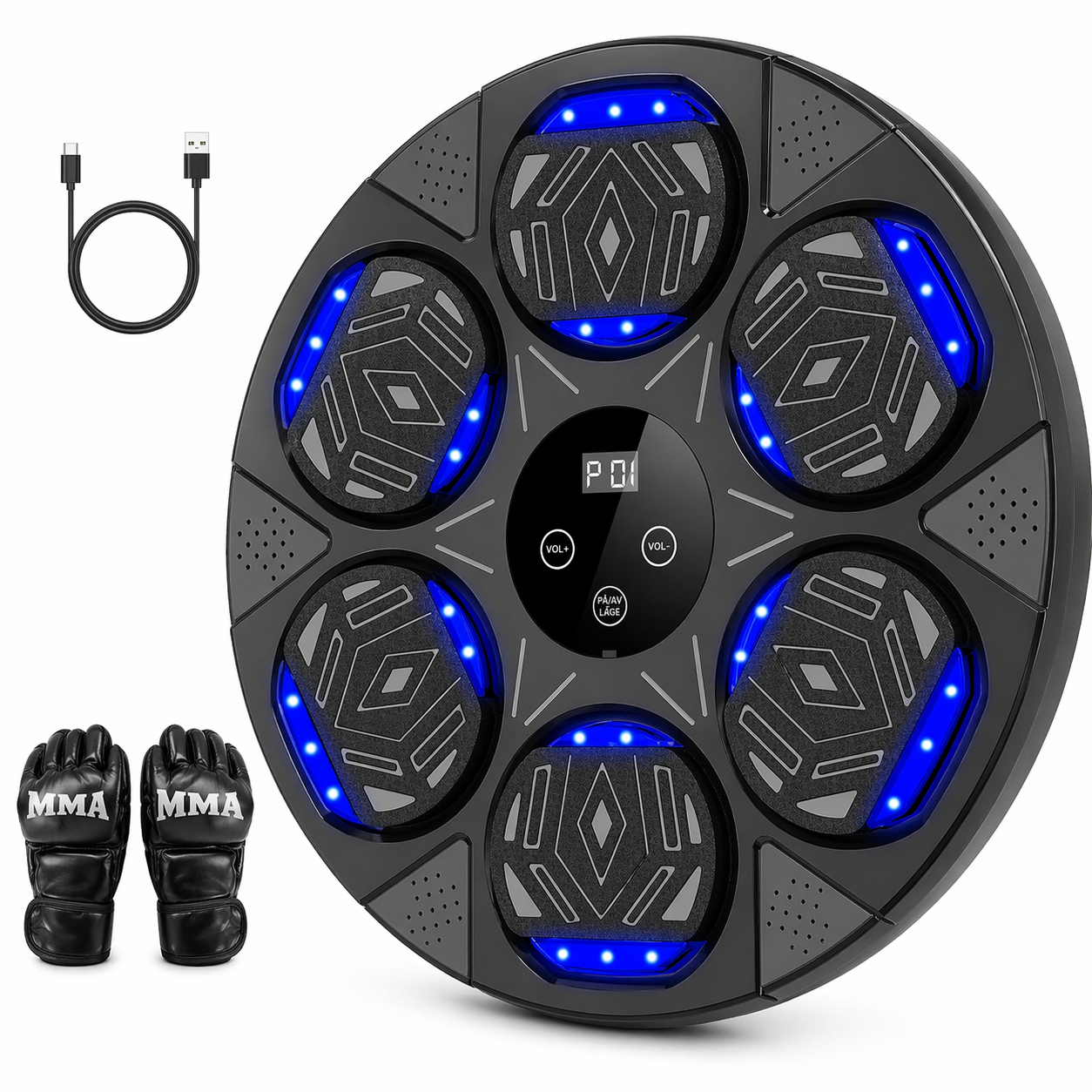 Interaktiv boksemaskin med Bluetooth og 15 treningsnivåer