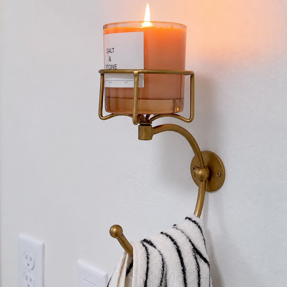 Håndkleholder med lysholder