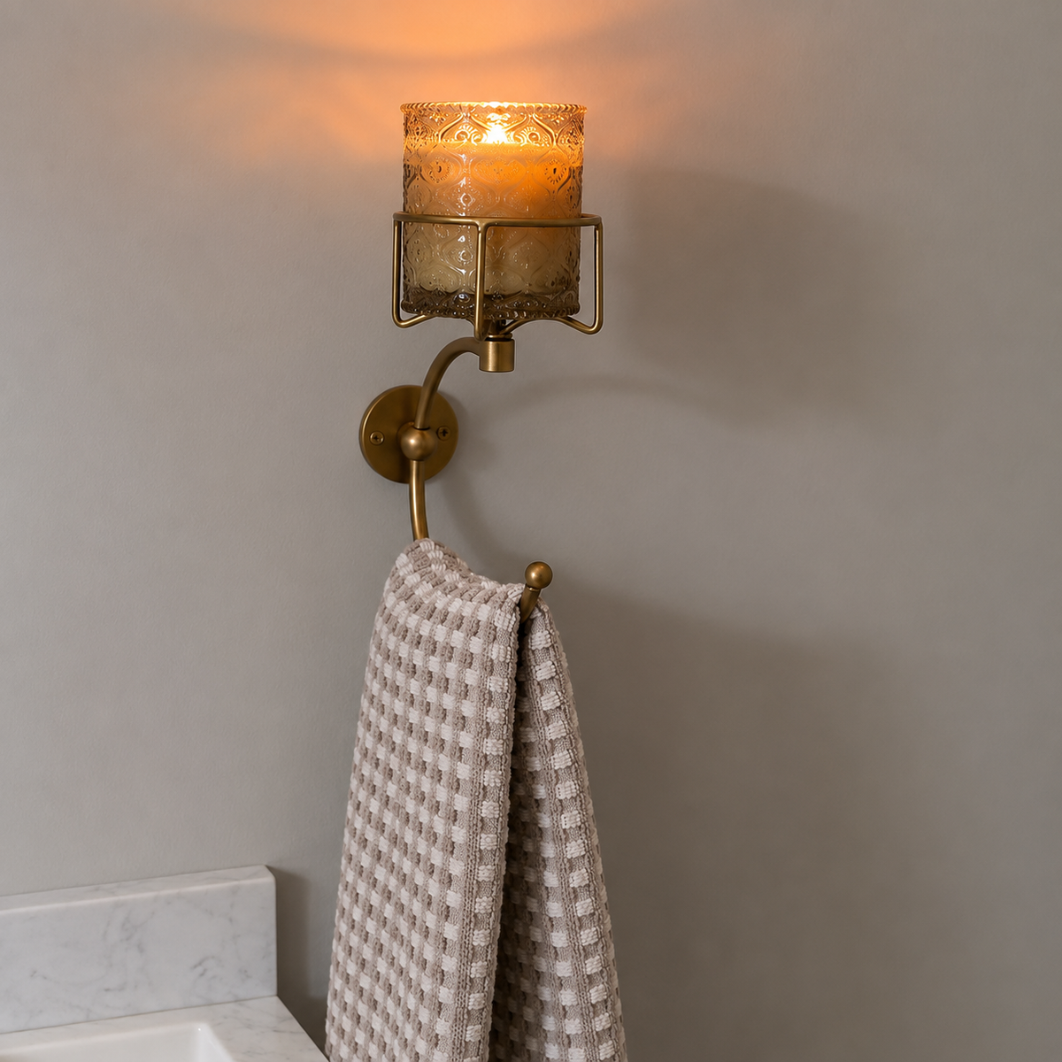 Håndkleholder med lysholder