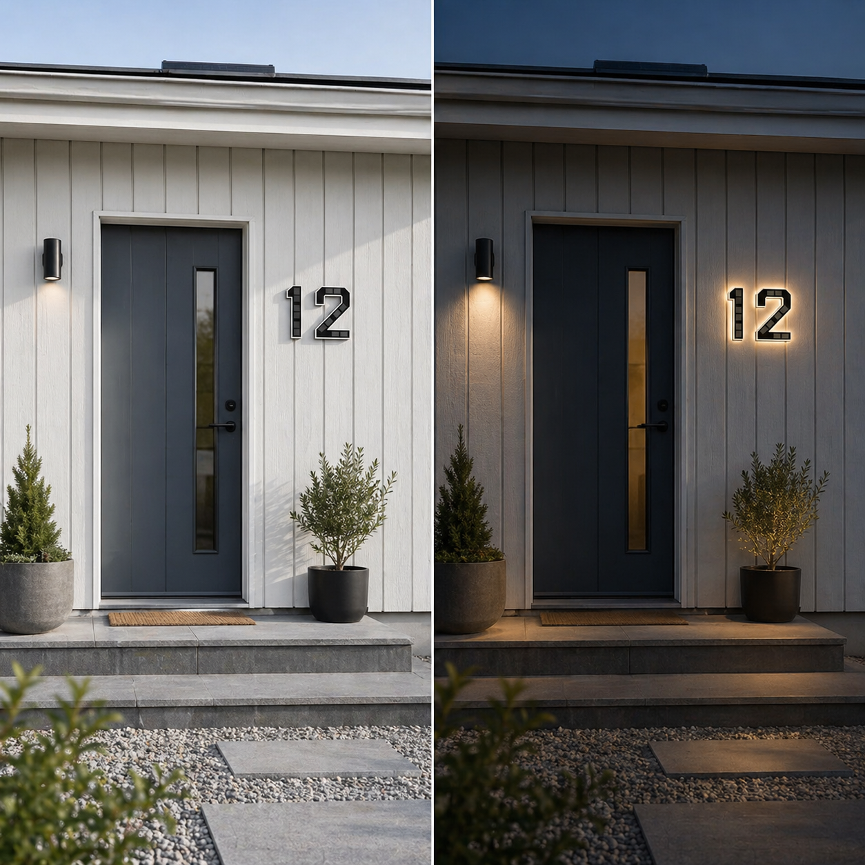 Solcelledrevne husnumre med belysning