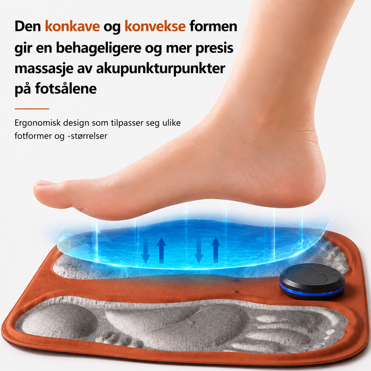 Fotmassasjematte med 3D-massasjepunkter