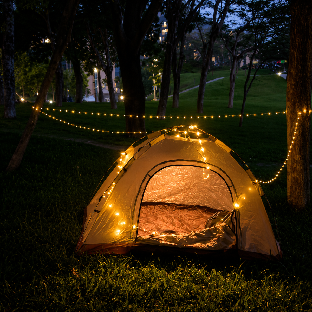 10 m solcelledrevet LED-lysslynge for camping og utendørsbruk