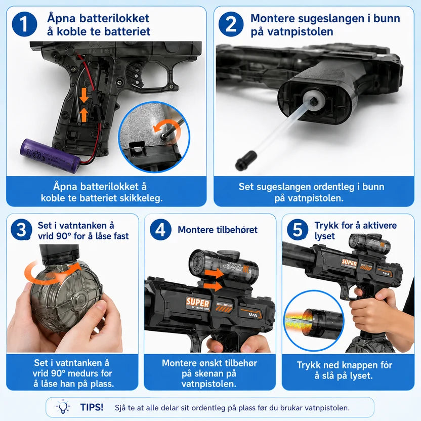 Elektrisk vannpistol for barn – automatisk vannsprøyte
