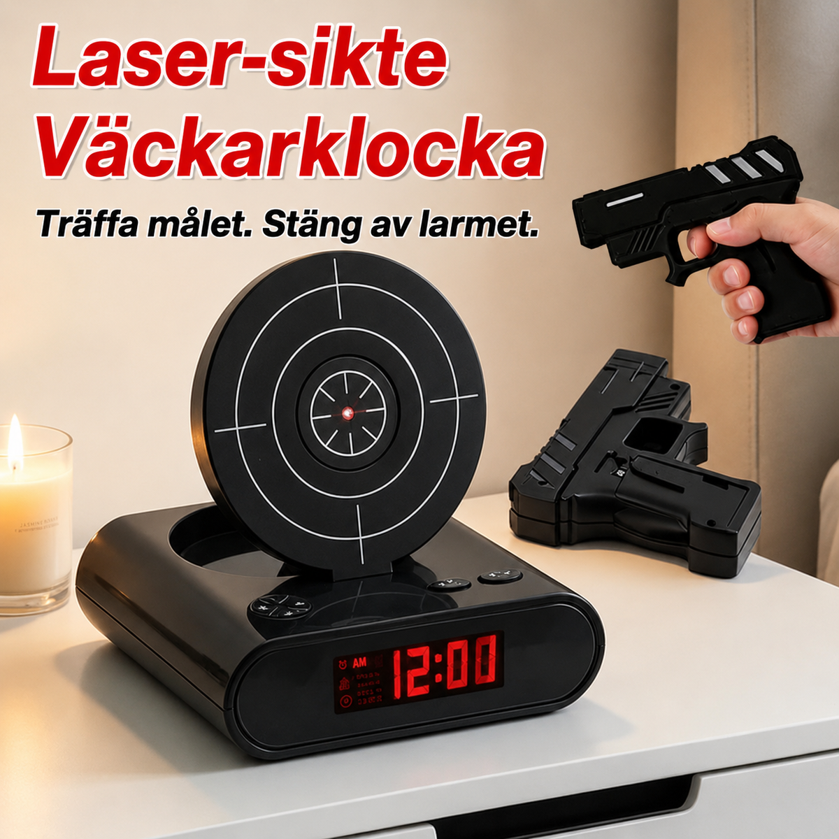 Vekkerklokke med målskive og lyspistol