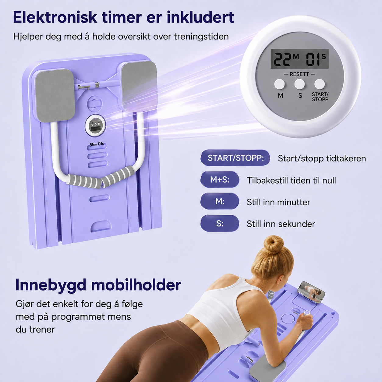 Multifunksjonelt treningsbrett for helkroppstrening hjemme