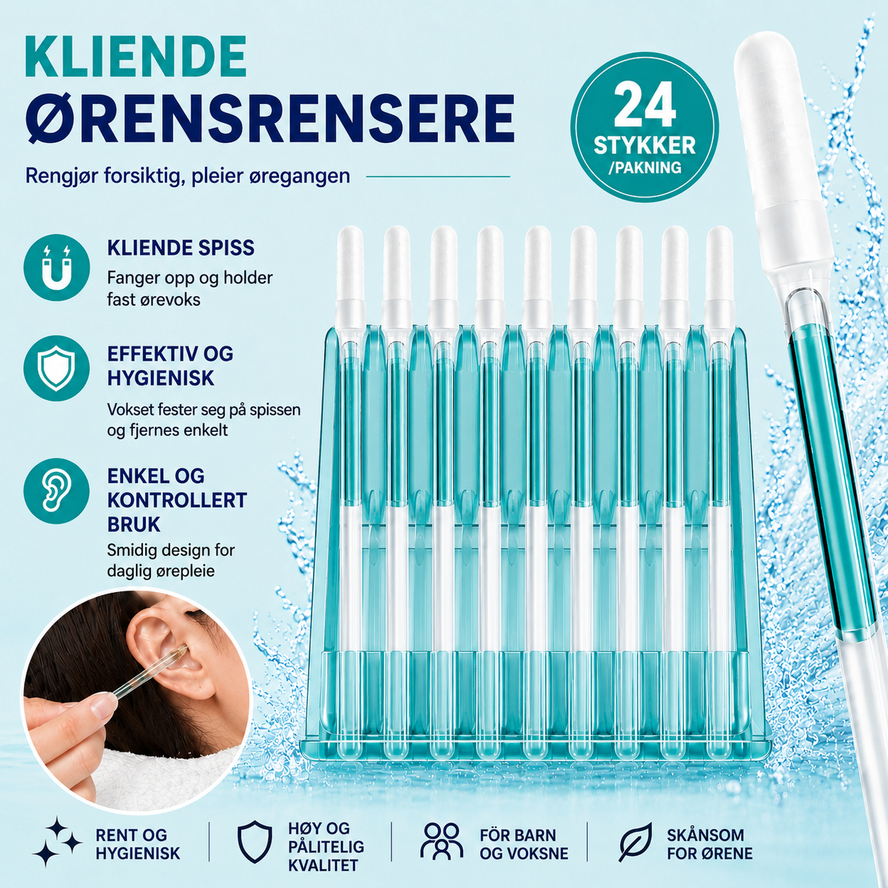 Ørerensere med Klebrig Spiss | 24-pakning