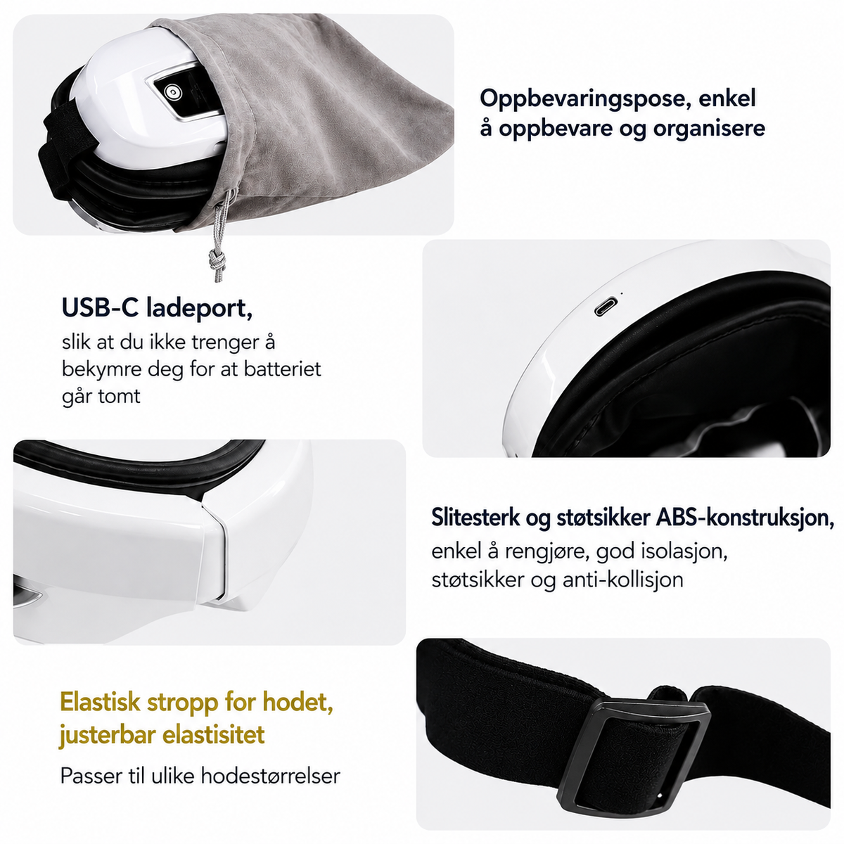 Øyemassasje med Lufttrykk & Bluetooth | For Migrene