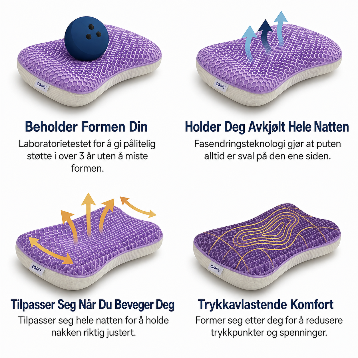 Ergonomisk TPE-pute med ventilerende design for nakke og hode