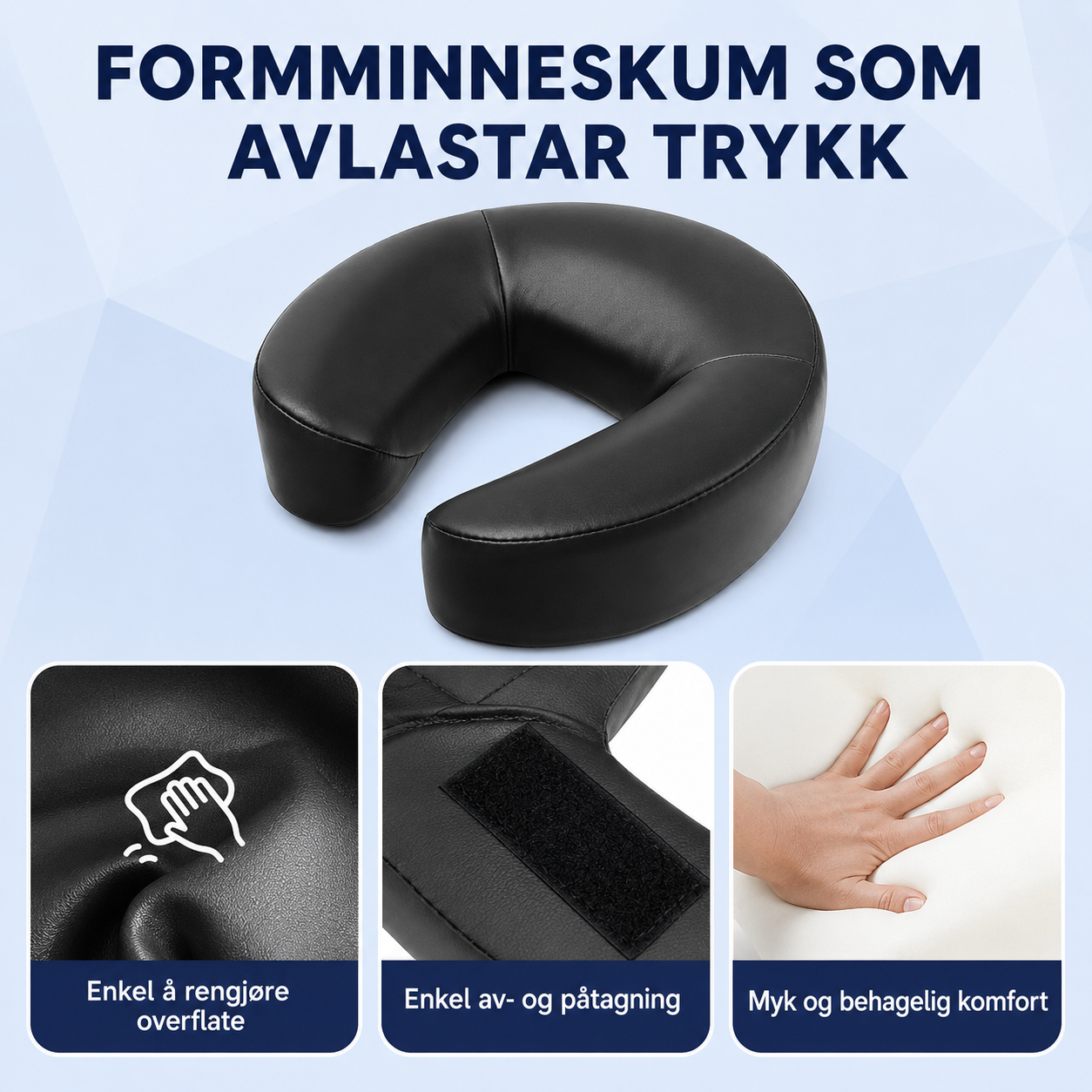 Massasjehodestøtte med memory foam for seng og hjemmebruk