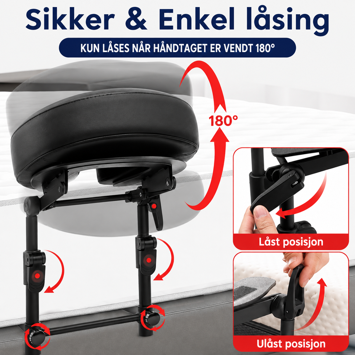 Massasjehodestøtte med memory foam for seng og hjemmebruk