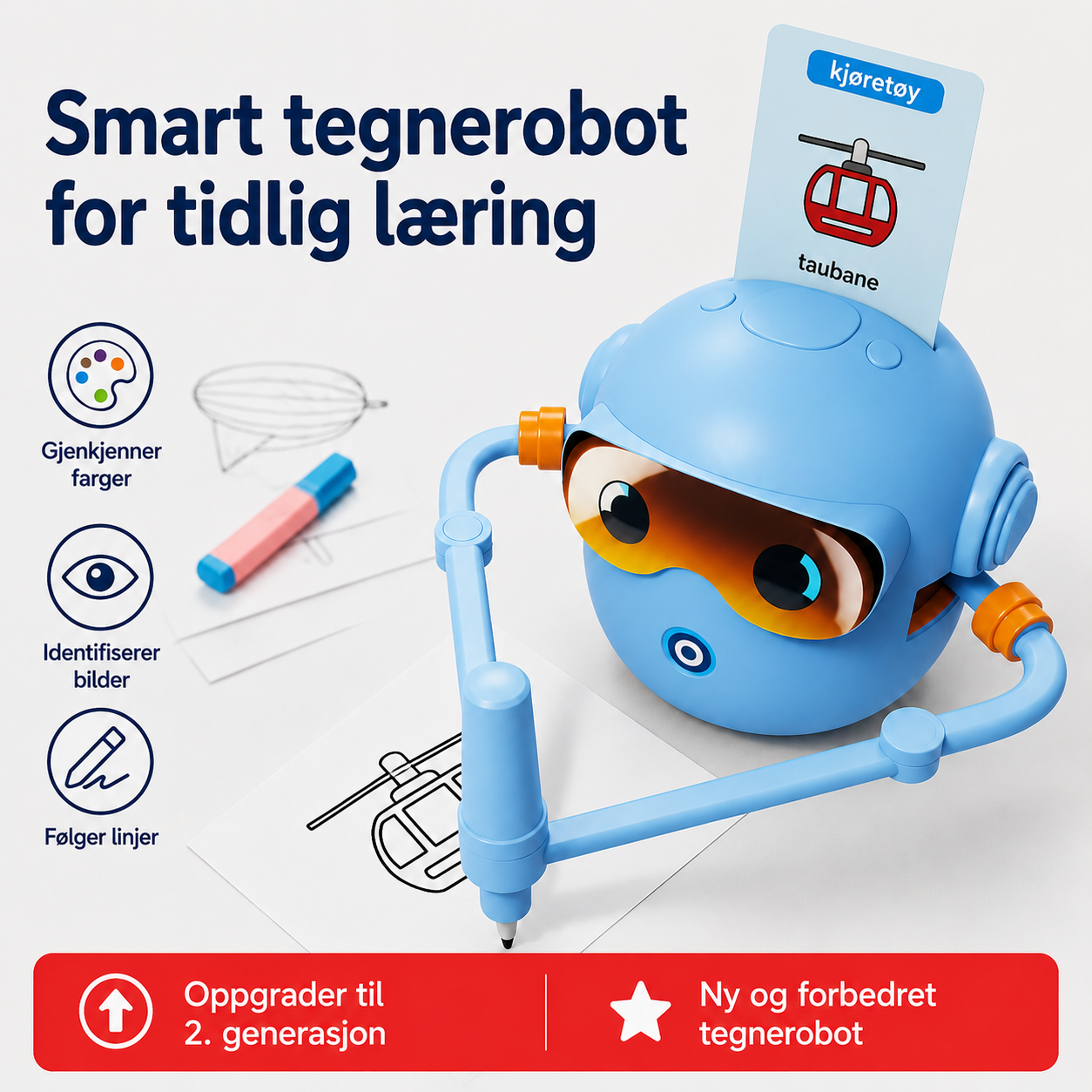 Interaktiv tegnerobot for barn – lær å tegne steg for steg