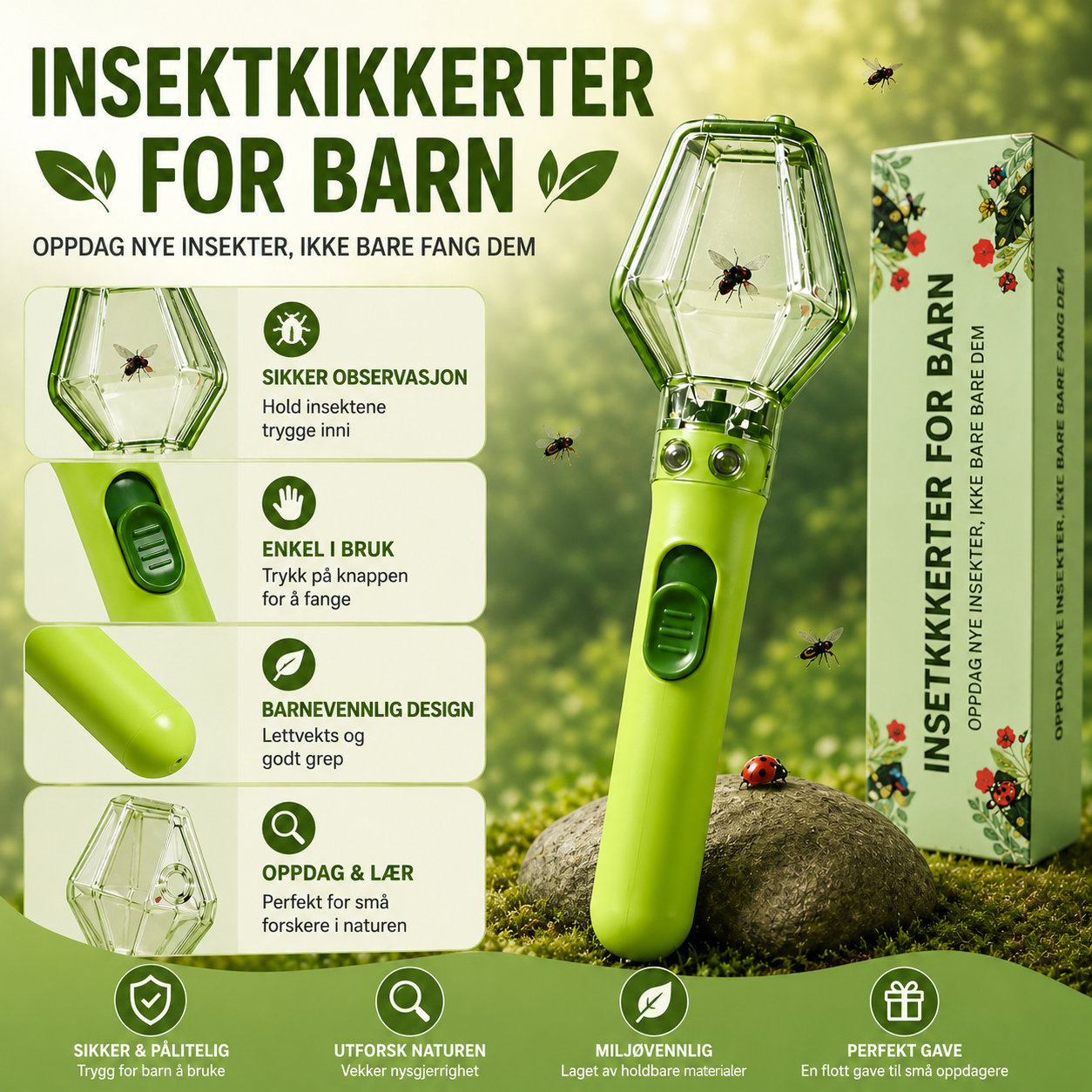 Insektfanger for barn med gjennomsiktig beholder
