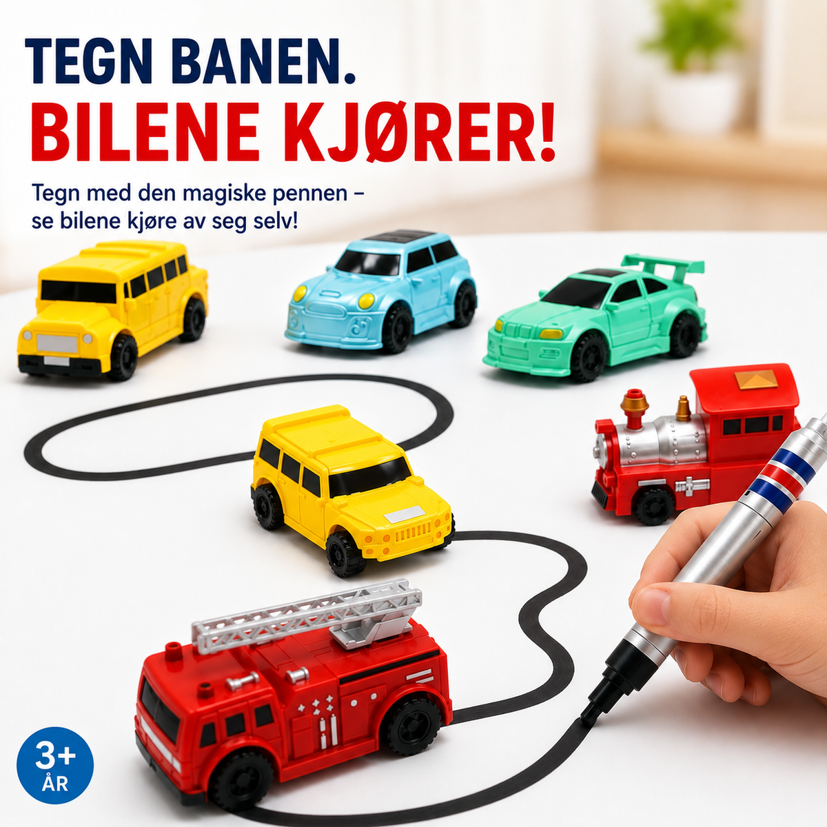 Tegnebil for barn – følger linjene du tegner