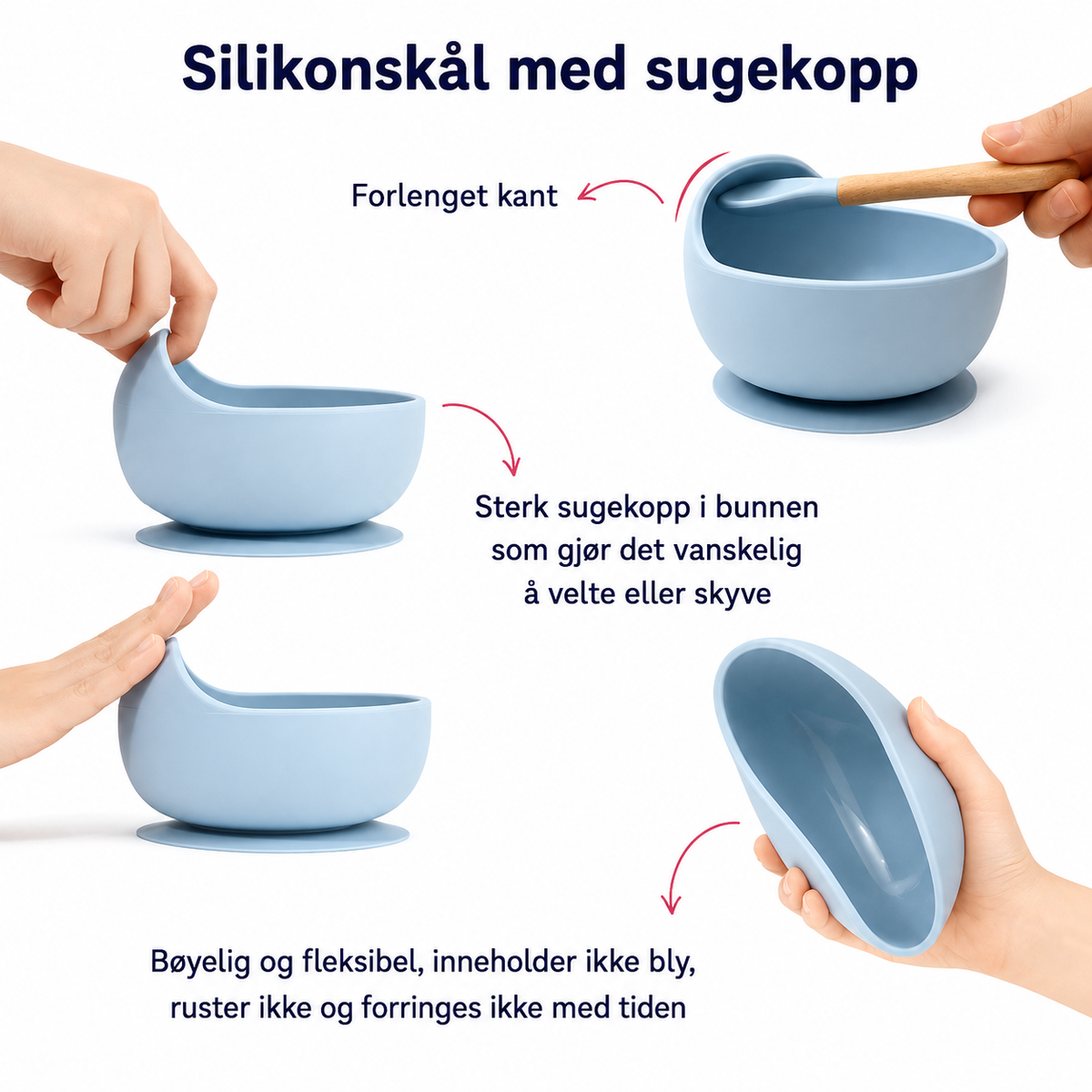 5-delt spisesett for barn med sugekopp