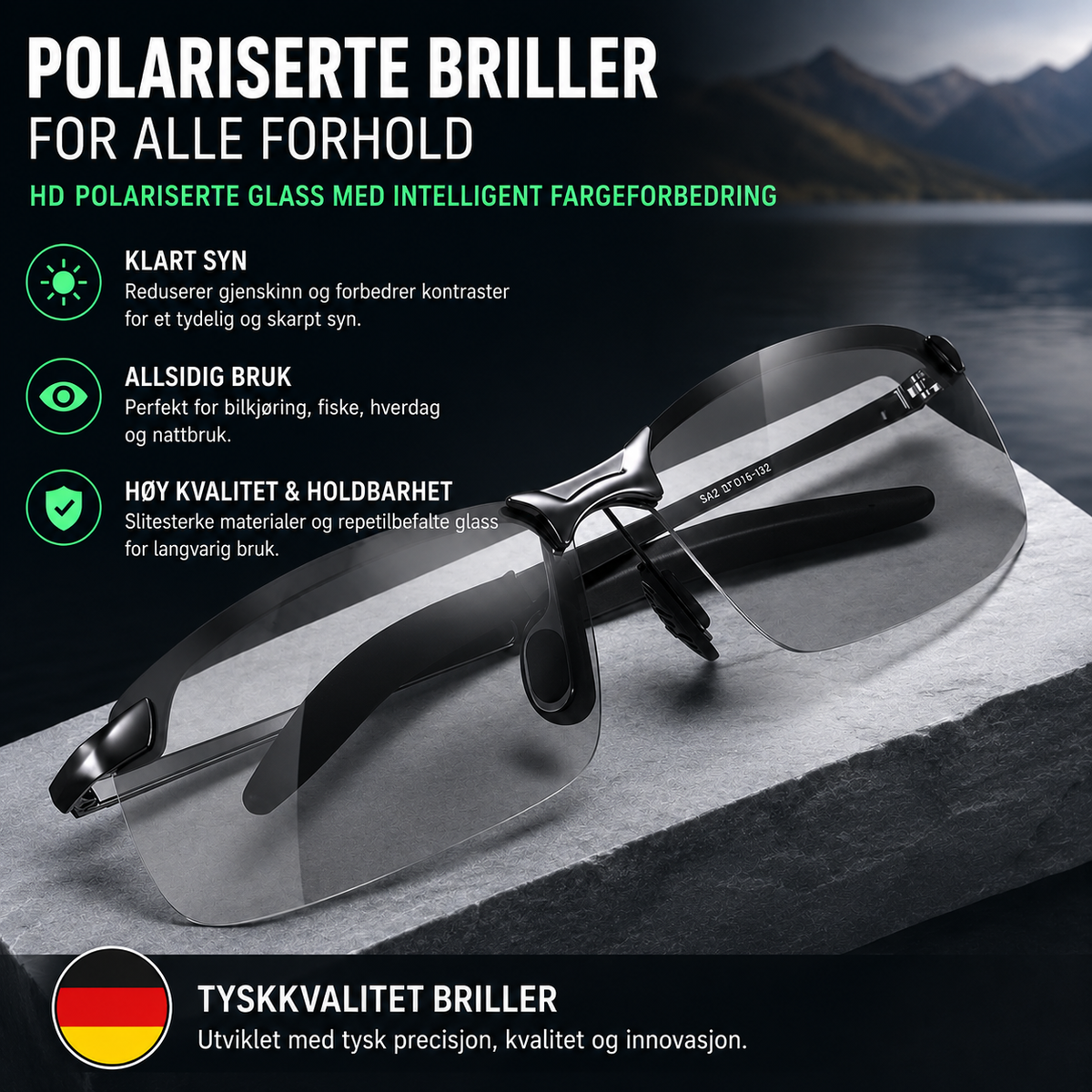 Polariserte fiskebriller – reduserer gjenskinn fra vannet