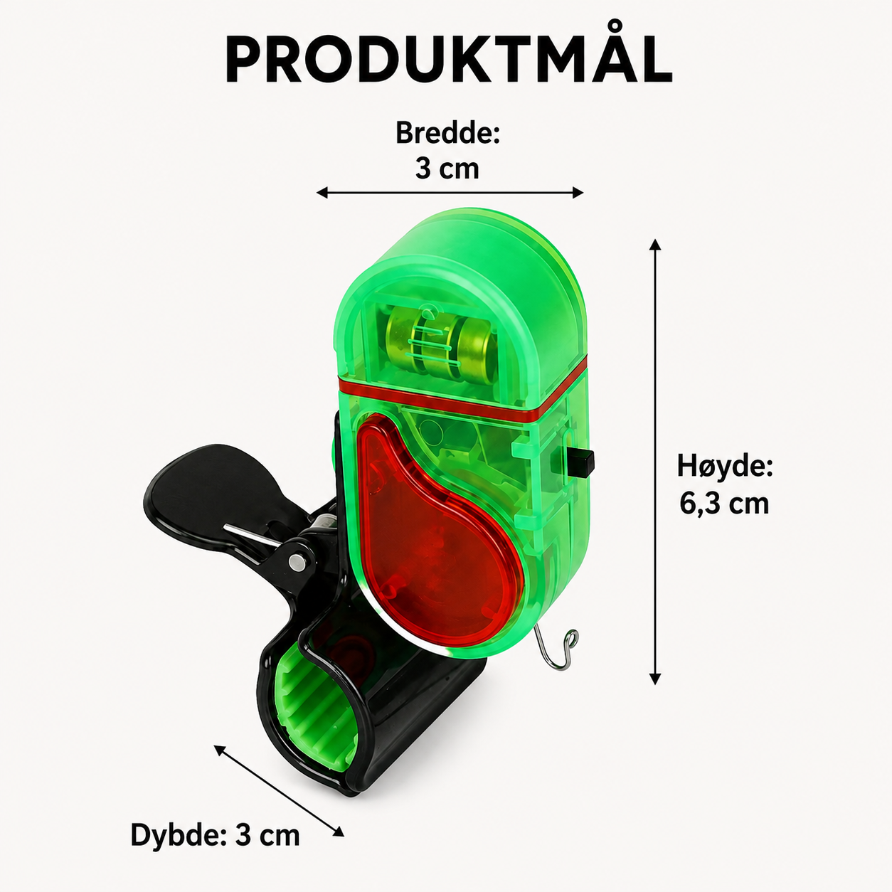LED-nappvarsler med lydalarm for fiske