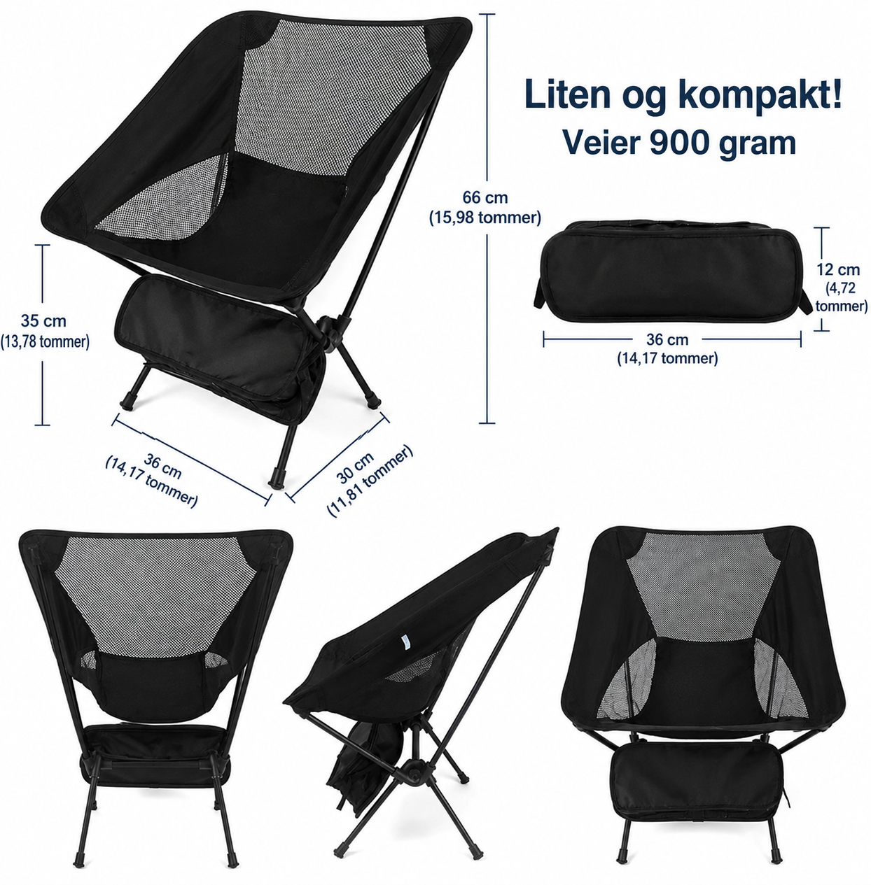 Sammenleggbar campingstol – lett og portabel stol for utendørsbruk
