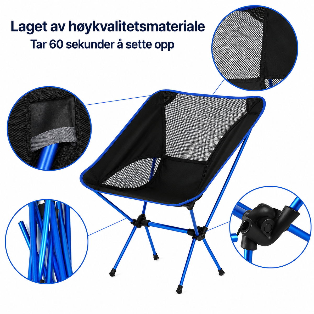 Sammenleggbar campingstol – lett og portabel stol for utendørsbruk