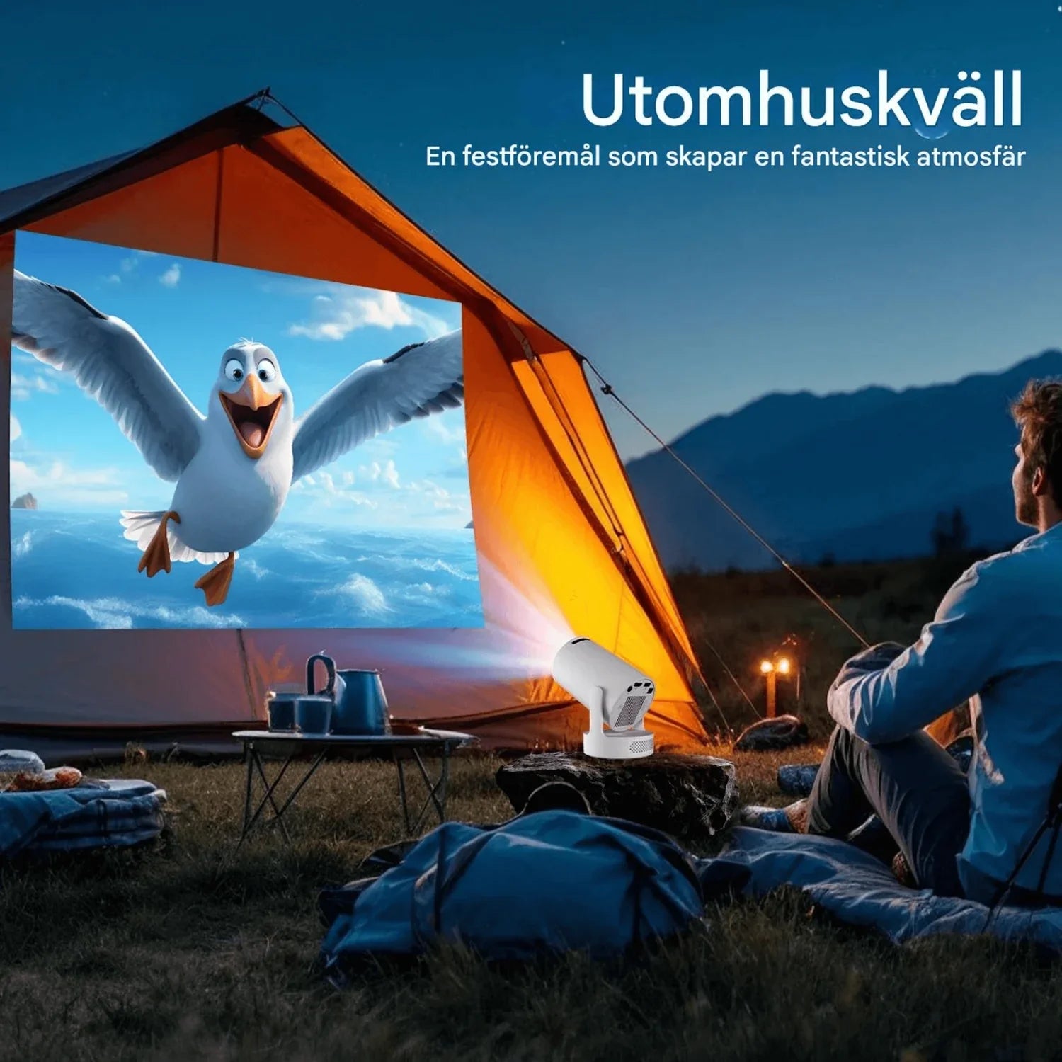 Portabel smartprojektor med WiFi, Bluetooth og Android