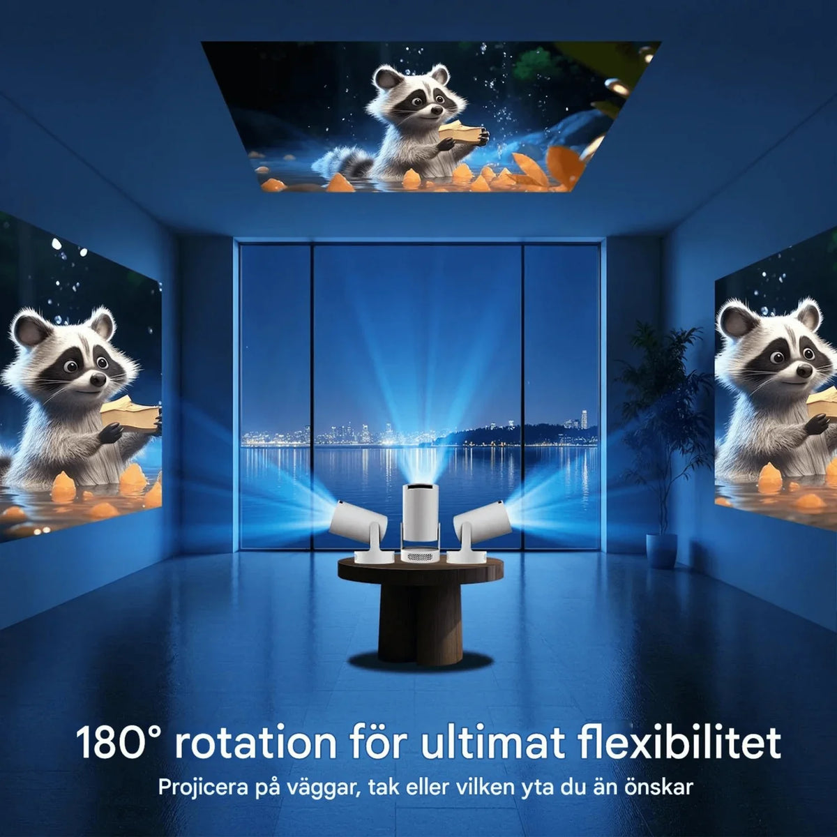 Portabel smartprojektor med WiFi, Bluetooth og Android
